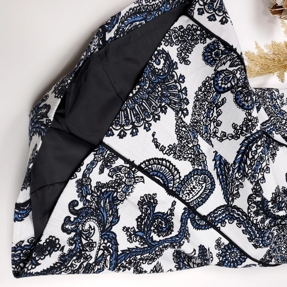 Talbots White Blue Black Paisley Modal Blend Dress Size 2p - Picture 9 of 15